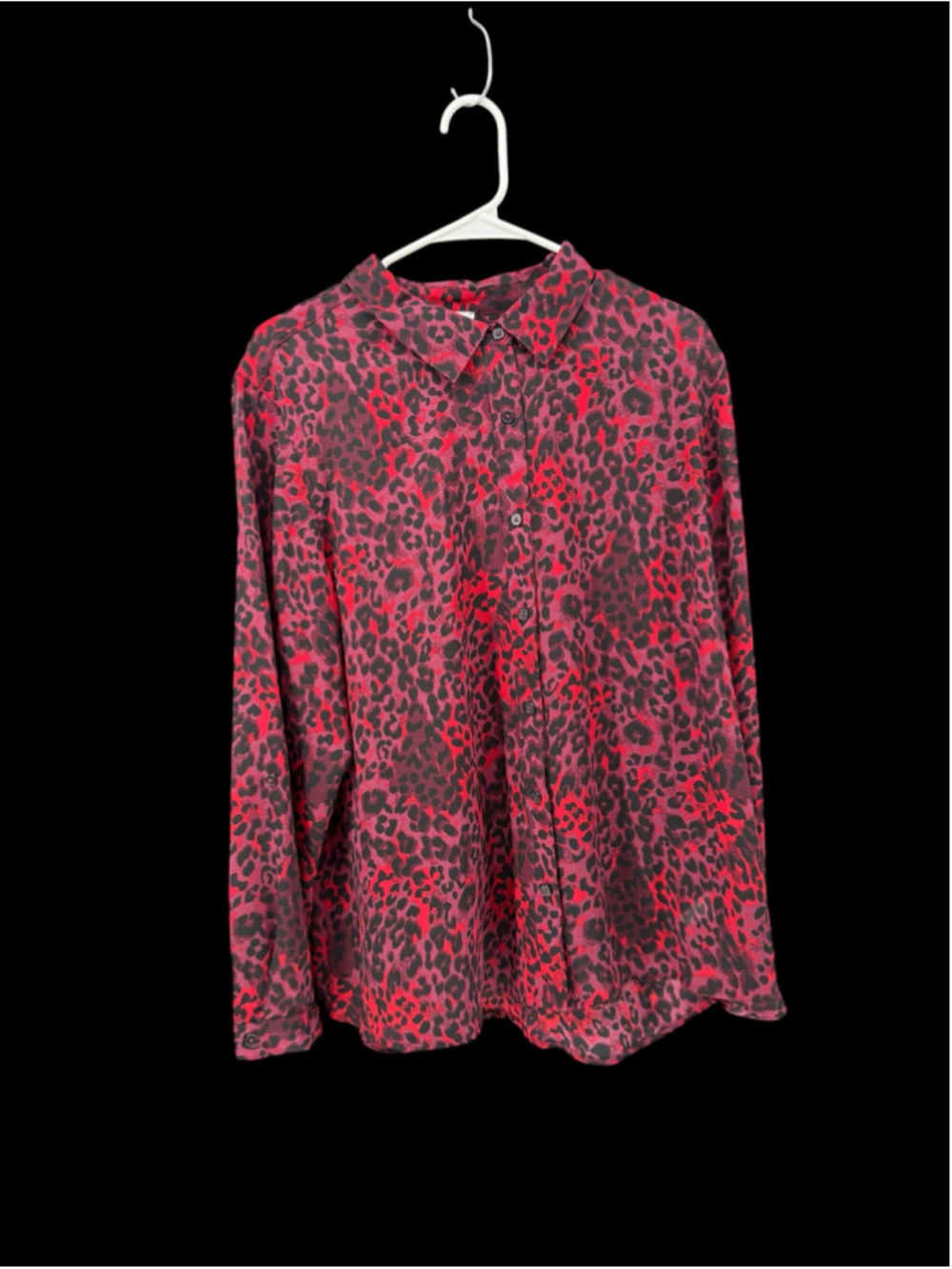 Women's Maurices Button Down Shirt XXL Red Black Animal Print
